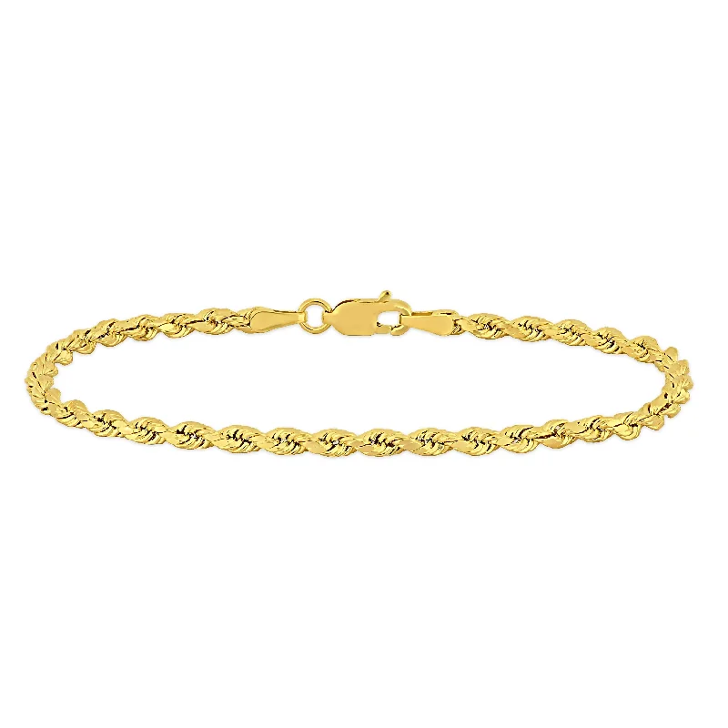 Thai tile bangles-Miadora 14k Yellow Gold 7.25 Inch Rope Chain Bracelet