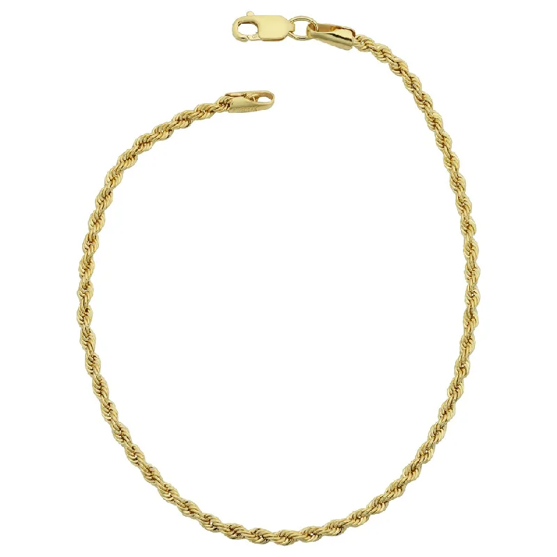 Shiny word bangles-Fremada 14k Yellow Gold Filled Unisex 2.10-mm Rope Chain Bracelet (7.5 or 8.5 inches)