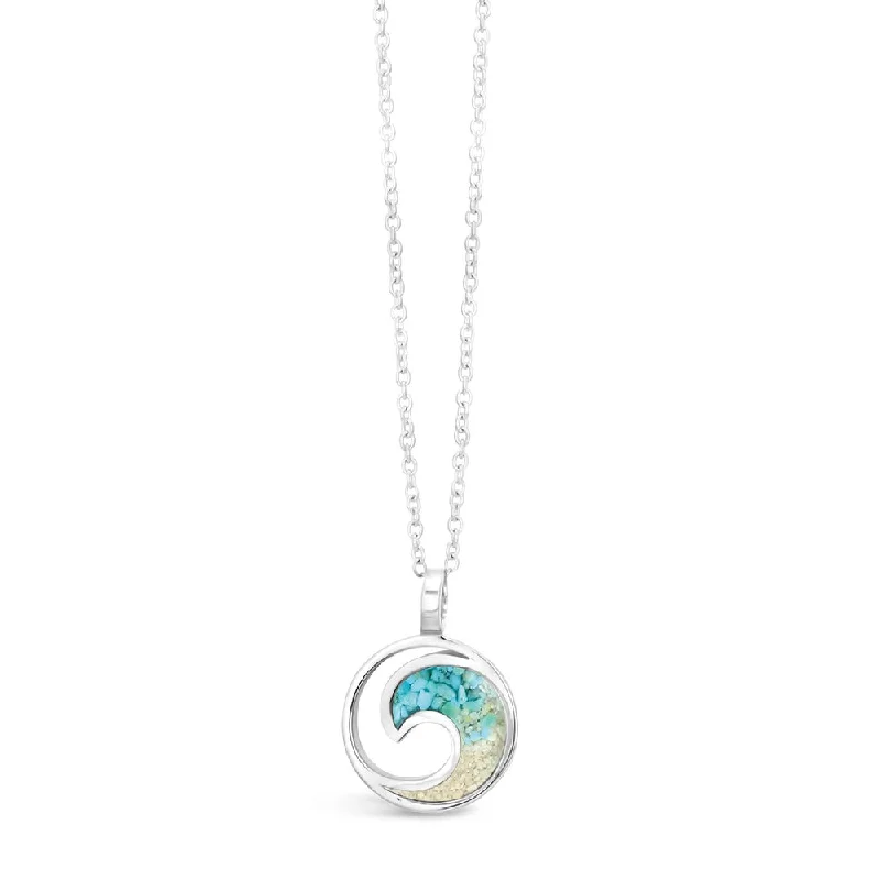 Long pendant necklaces-Dune Jewelry Sterling Silver Turquoise Gradient Wave Necklace