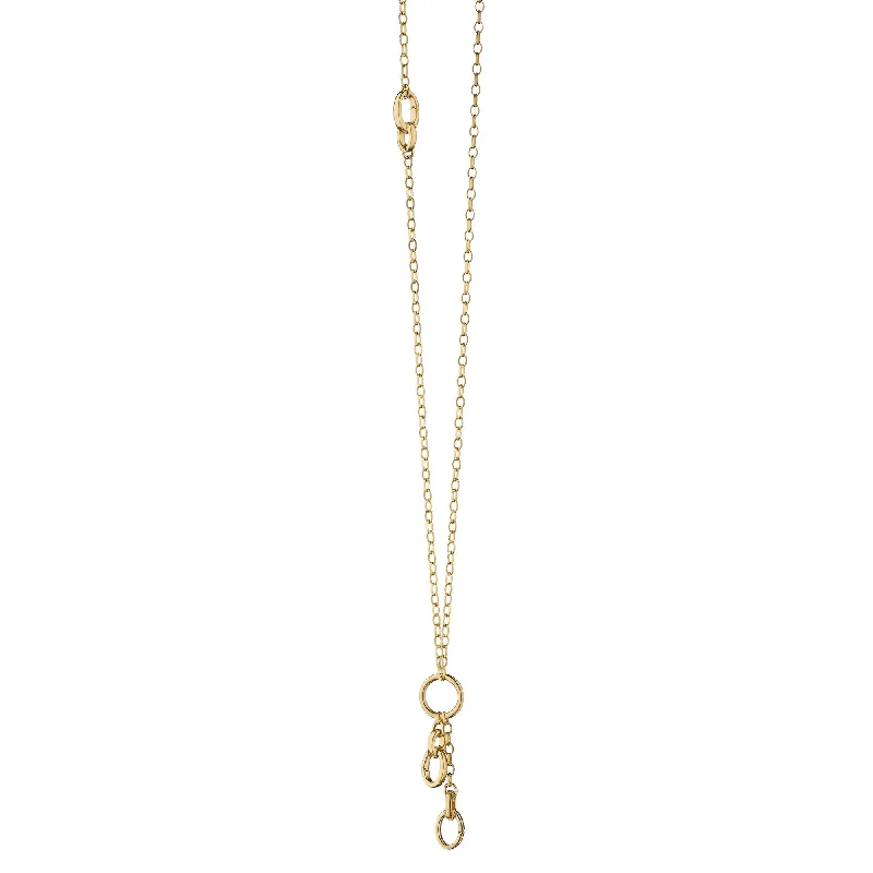 Radiant pearl necklaces-30" "Design Your Own" Small Link 18K Gold Charm Chain Necklace, 3 Charm Stations