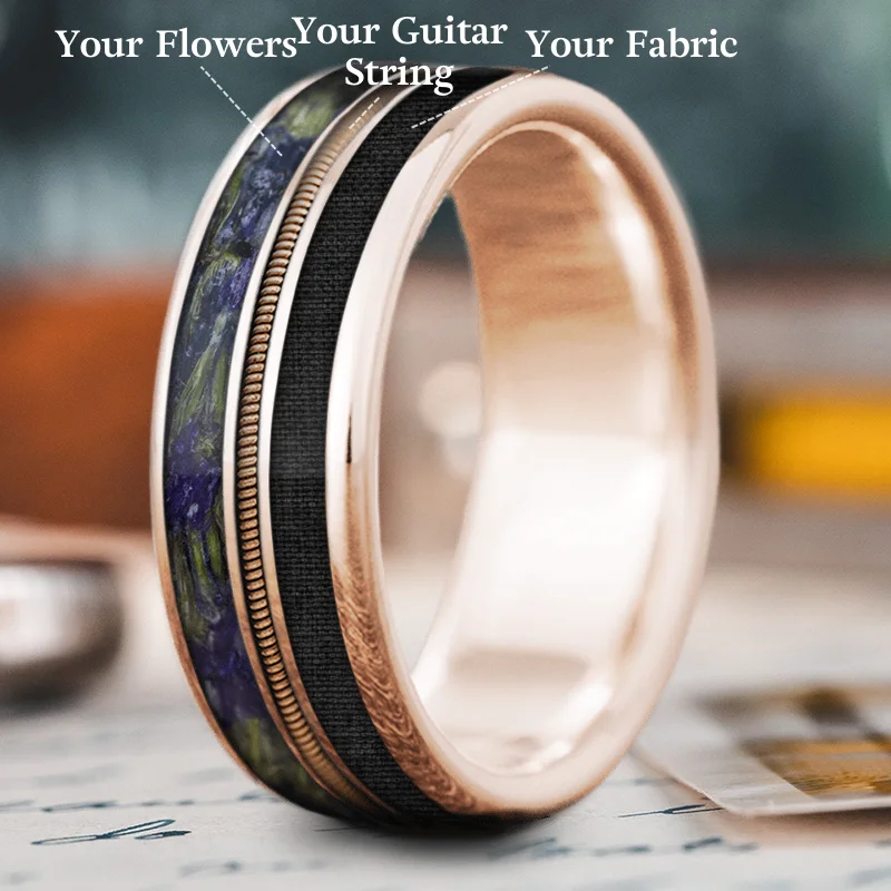 Flat band rings-Custom Design - 3-Inlay Metal Center XumObDBsAFOnzvQxKL9kZV33