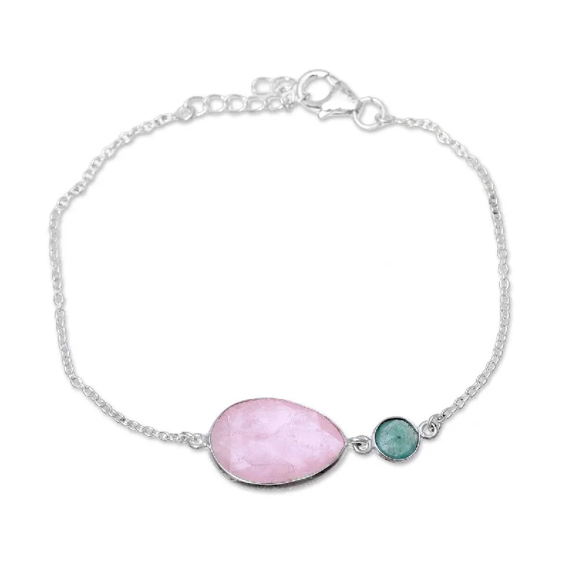 Radiant star bangles-NOVICA Crystal Shimmer, Rose quartz and aventurine pendant bracelet