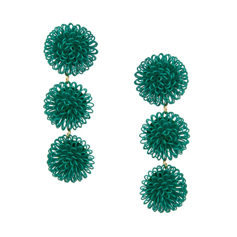 Morganite earrings-Pompom Earrings - Green