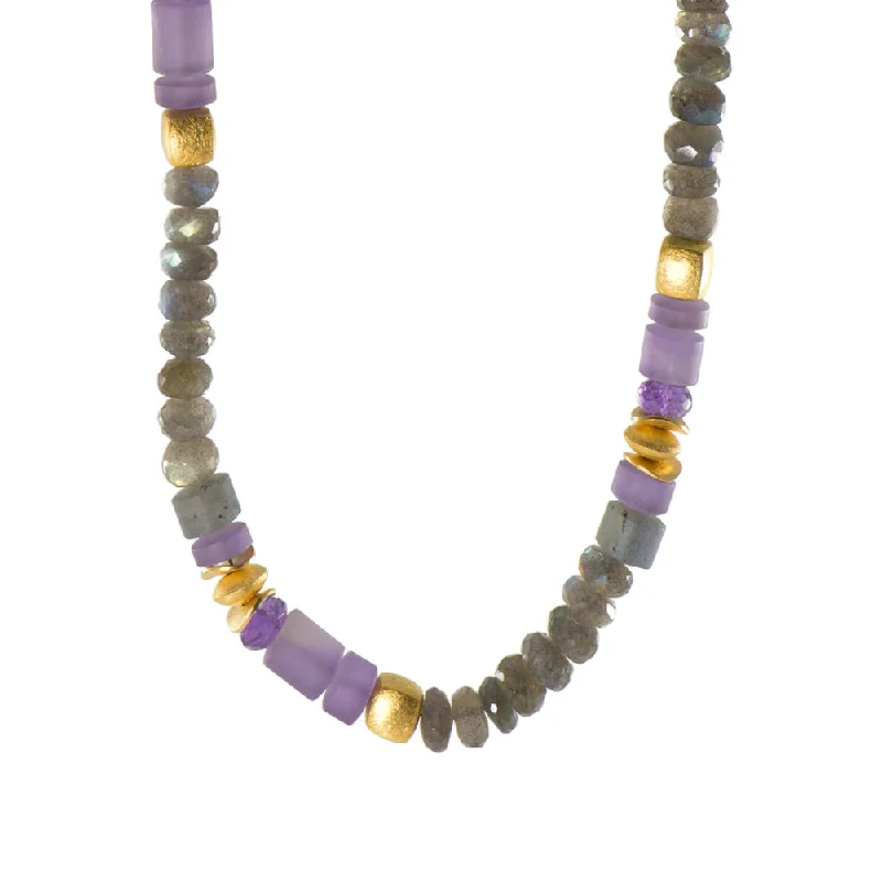 Bold cross necklaces-Joyla Labradorite and Amethyst Necklace