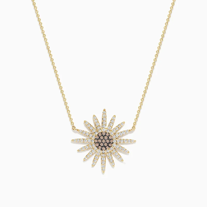 Chic art necklaces-14K Yellow Gold Espresso and White Diamond Necklace