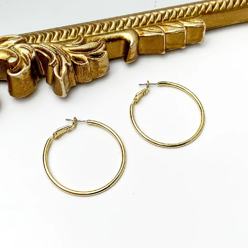 Shiny pearl earrings-Sorrelli | Dahlia Hoop Earrings in Bright Gold Tone