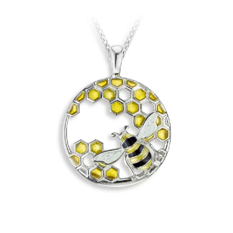 Blended metal necklaces-Nicole Barr Enamel Honeycomb and Bee Necklace