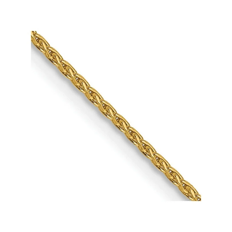 Pure link bangles-Curata 14k Yellow Gold 10" 1.2mm Diamond-cut Parisian Wheat Chain Ankle Bracelet (Lobster-claw)