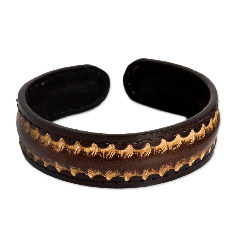 Twig weave bangles-Handmade Dark Warrior Leather Bracelet (Thailand)