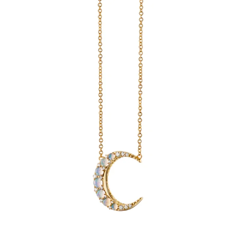 Tie-style necklaces-Monica Rich Kosann 18K Gold Water Opal Mini Crescent Moon Necklace